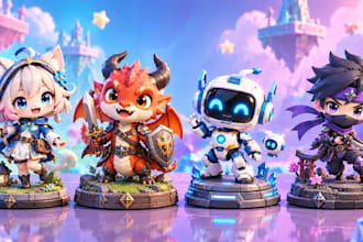 sculpt 3d anime action figures, chibi toys and collectible stl models