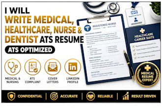 write medical, healthcare, surgeon midwife, registered nurse, dentist ats resume
