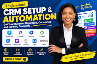 set up sendpulse pipeline djaboo striven superleap fluentcrm clickup clio odoo