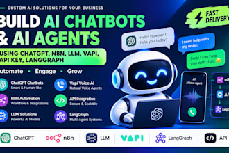build ai chatbots, ai agents using chatgpt, n8n, llm, vapi, api key, langgrraph