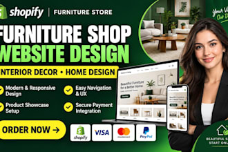 design shopify furniture shop website interior decor home design website