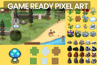 create pixel art tileset, sprites, sprite sheets and pixel art animation