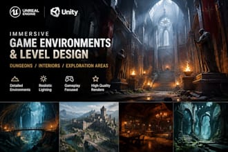 design immersive game environments, levels and dungeon maps in unreal engine
