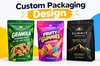 design custom mylar bag packaging, food pouch and product packaging design