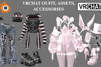 design custom vrchat outfit, clothing, vrchat accessories, 3d unity assets, vrm