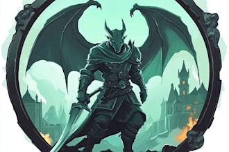 do medieval fantasy game, rpg, mmo game logo