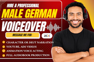 record german male voiceover for animation videos, character german voice actor