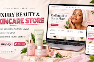 design skincare website, beauty website or cosmetics shopify store