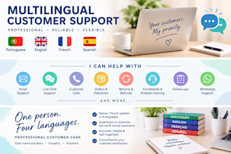 provide multilingual customer support in english french portuguese spanish
