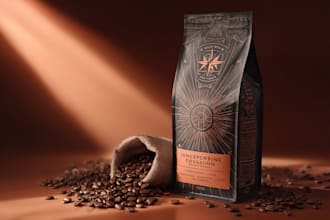 design premium coffee labels, pouch, bags, product packaging
