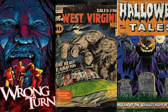 do 70s 80s vhs retro vintage horror music album cover art horror comic poster