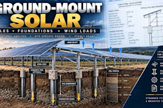 design ground mount solar structures, piles, foundations and wind loads