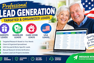 sweeps leads, gambler leads, care home leads, usa leads