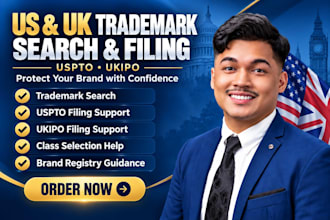 do US and UK trademark search and file with uspto and ukipo