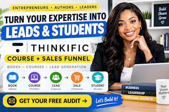 setup thinkific, kajabi entrepreneur book sales funnel, leadership course setup