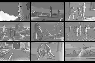 sketch 25 storyboard frames for animation, books, games and commercials