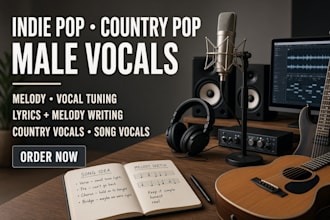 professionally vocalize your indie pop and country pop lyrics with male vocals