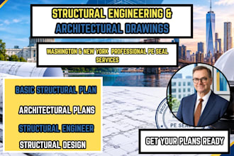 structural engineering, architectural drawing for washington, new york pe seal
