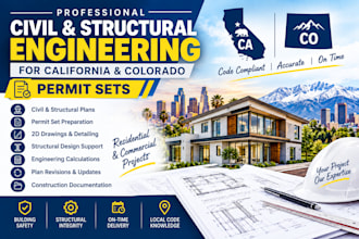 provide civil and structural engineering permit sets for california and colorado
