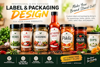 create seasoning, herbs, spice, rub, pikliz, salsa, dips, pepper label design