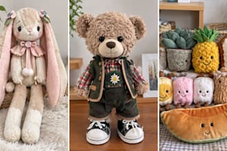 create custom plush toy cute plushies oc character crochet kawii stuffed animal