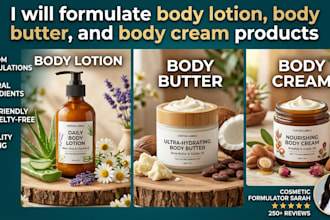 formulate body lotion, body butter, and body cream products