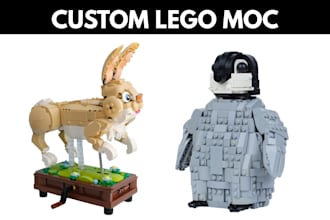 design custom lego moc or set with pdf manual instruction and xml, csv part list
