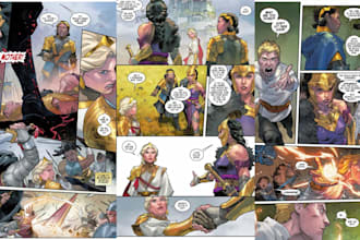 detailed comic book, graphic novel nsfw comic book illustration comic page art