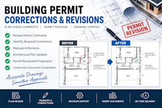 modify architectural drawings for city permit correction plan check permit