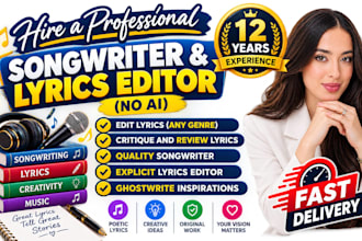 be your expert songwriter, lyricist and song promoter