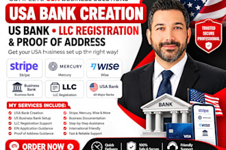 usa bank creation, open mercury wise stripe bank for llc USA proof of address