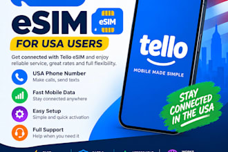 activate tello esim instantly for USA number and data