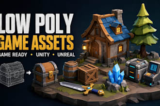 create low poly 3d game assets, props, environments for unity and unreal engine