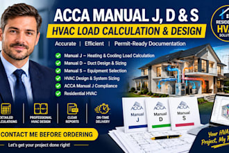 do acca manual j d s heating cooling load calculation hvac duct layout design