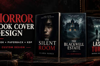 design a professional horror book cover ebook cover and KDP cover