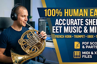 transcribe french horn, trumpet, trombone, tuba, oboe, or bassoon to sheet music