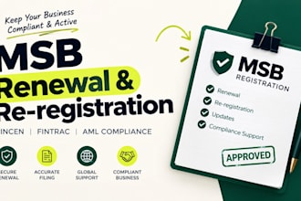 handle msb renewal, re registration and fincen filing
