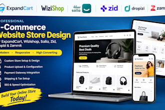 create expandcart, wizishop, salla, zid dropizi zammit website store design