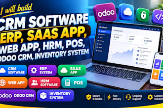 build crm software, erp, saas app, web app, hrm, pos, odoo crm, inventory system