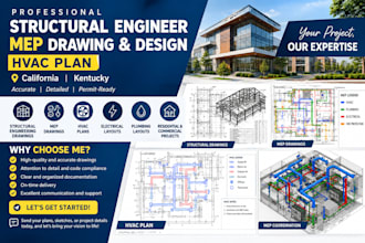 structural engineer mep drawing and mep design hvac plan in california kentucky