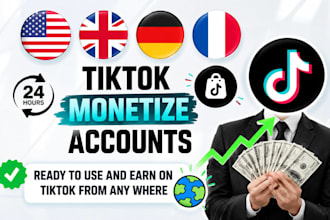 create UK, USA, france tiktok accounts with creator reward program