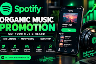 do a professional  music promotion ,spotify music