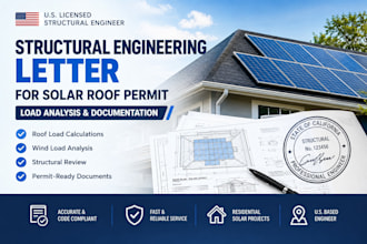 do stamped US structural engineering letter for solar roof permit load analysis