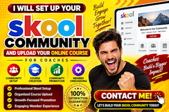 online skool setup skool community promotion skool course creation for coaches