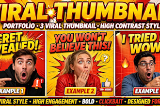 design 3 eye catching you tube thumbnails in 24 hour