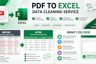 convert PDF to excel and clean data