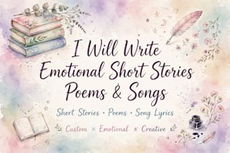 write emotional short stories poems and song lyrics for you
