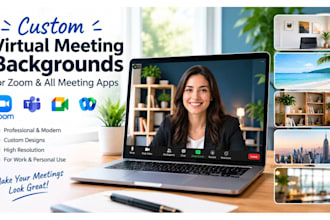 design professional zoom and microsoft teams virtual backgrounds