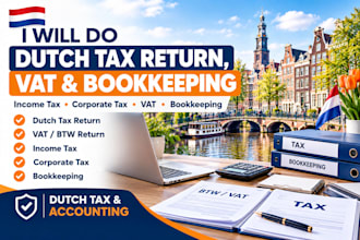 do dutch tax return, vat, income tax, corporate tax, bookkeeping for businesses