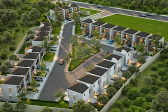 replan3d multi story townhouse,detached villa,landscape park,children playground